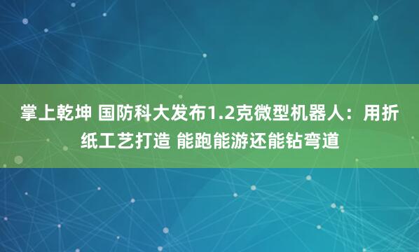 掌上乾坤 国防科大发布1.2克微型机器人:用折纸工艺打造 能跑能游还能钻弯道